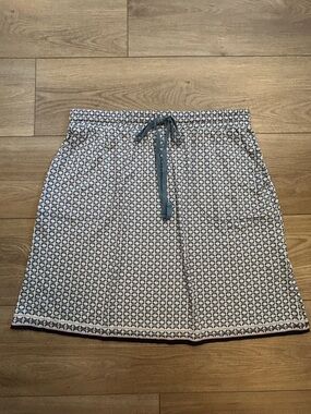 Max Studio Women’s L Blue White Geo Knit Skirt 19” Length